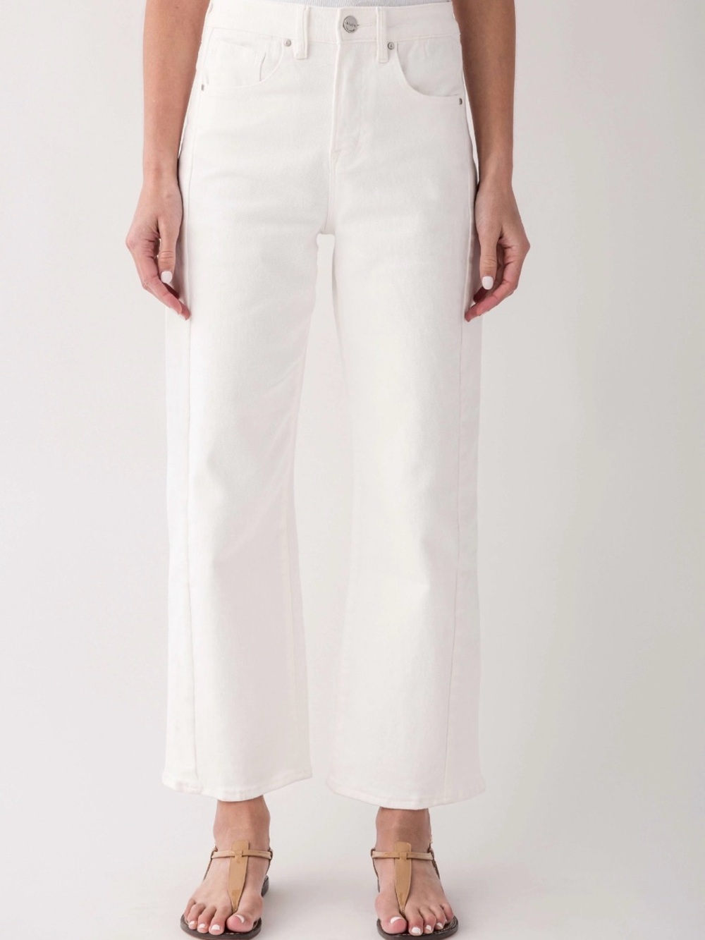 Risen Wren, Cream Wide-Leg Women's Jeans - Clean High-Rise Style